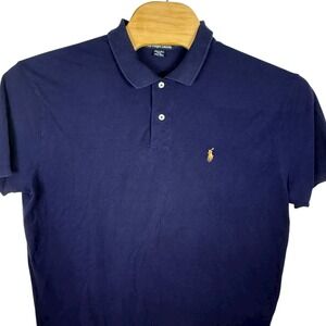 Ralph Lauren Polo Shirt Mens Navy Blue Short Sleeve Classic‎ Fit Logo M